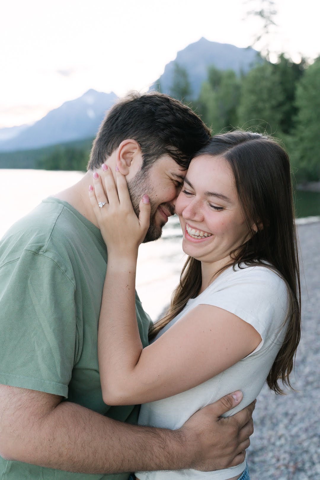 Parker and Jolan embracing, laughing